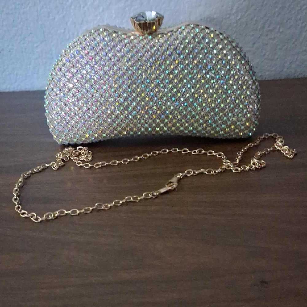 Elegant Gold Crystal Clutch